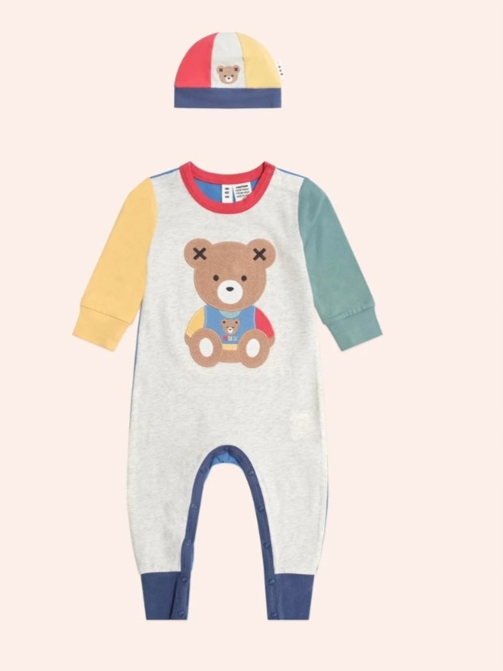 Hux Baby Colorful Romper Pajamas With Hat 6-12m